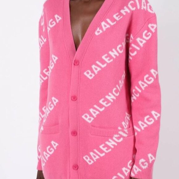 Balenciaga All-Over Logo Cardigan - Picture 1 of 8